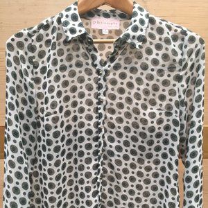 Philosophy Women's Long Sleeved Sheer Button Up Blouse Size Small